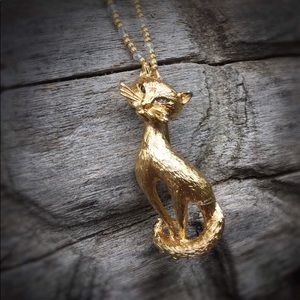 Vintage Art Deco Cat Brooch Necklace